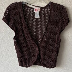 R&K Originals Vintage Women's Brown Crochet Top